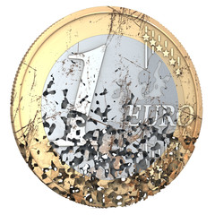 Euro Münze, kaputt, verrottet 2