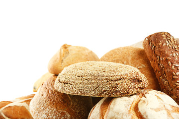Different fresh bread, isolated on white
