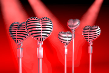 Gruppe Mikrophone, herzförmig, klassisch