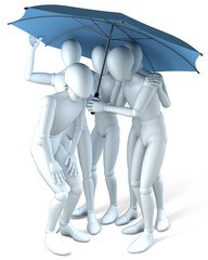 Figuren unter Schirm, Schutz