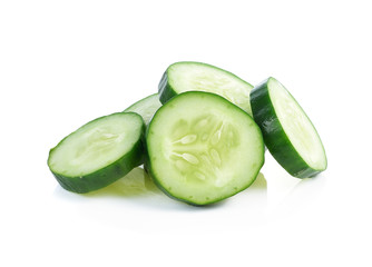 Cucumber slices isolated on white background