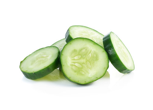 Cucumber Slices Isolated On White Background