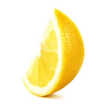 Juicy Slice Of Lemon Isolated On White