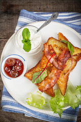 French toast with bacon for breakfast