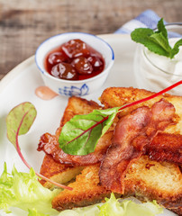 French toast with bacon for breakfast