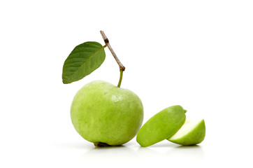 Guava (tropical fruit) on white background