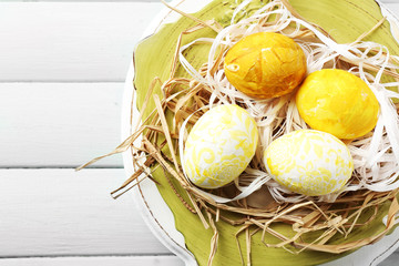 Easter composition with colorful eggs