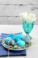 Easter composition with colorful eggs