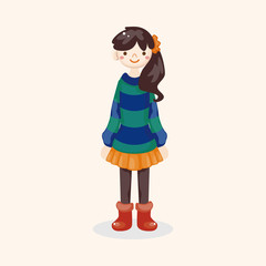 lady girl cartoon theme elements