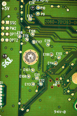 Computer motherboard closeup