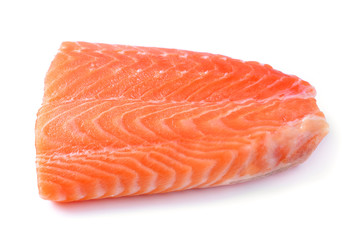 salmon steak red fish on white