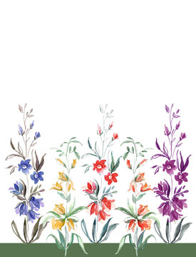 Multicolored small flowers of the field seamless pattern