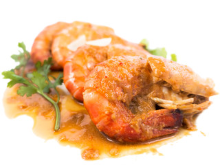 Seafood with shrimps in tamarind sauce.