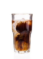 Cola glass with ice cubes