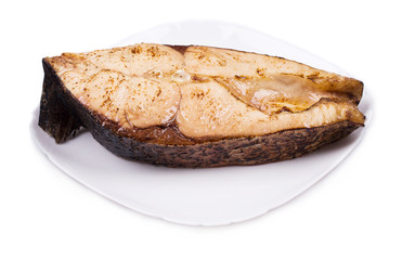 Grilled carp steak.