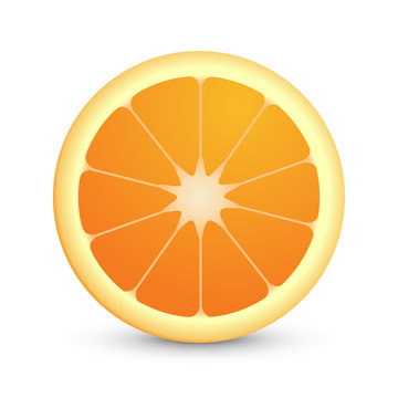 Round Icon of Juicy Orange Fruit