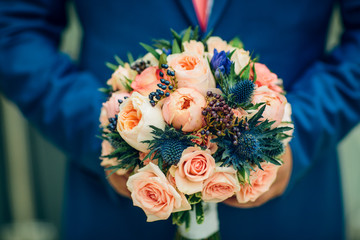 bridal bouquet with red flowers