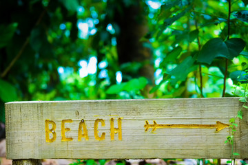 Wooden beach sign