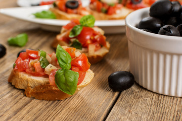 Bruschetta and olives
