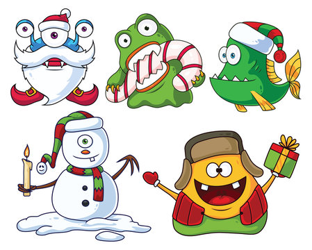 Christmas Cartoon Monsters Set 2