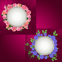 Design photo frames with flowers .