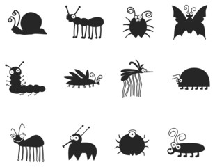 Hand Drawn Cartoon Insects Vector Isolated