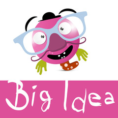 Big Idea Vector Illustration with Funky Avatar with Glasses