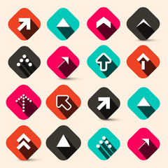 Retro Vector Arrows Set in Squares Isolated on Retro Background