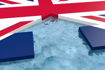 water arrow in plane textured by united kingdom national flag