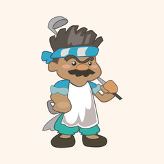 person character golfers theme elements