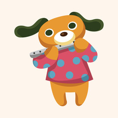animal dog playing instrument cartoon theme elements