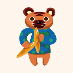 animal tiger playing instrument cartoon theme elements