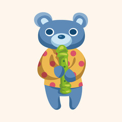 animal bear playing instrument cartoon theme elements