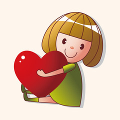 little kid with heart theme elements