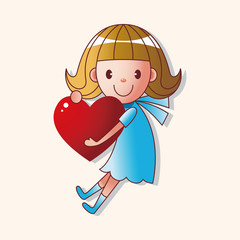 little kid with heart theme elements