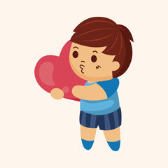 little kid with heart theme elements