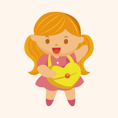 little kid with heart theme elements