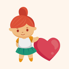 little kid with heart theme elements