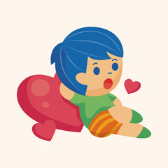 little kid with heart theme elements