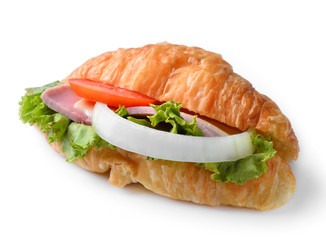 croissant sandwich isolated on white background