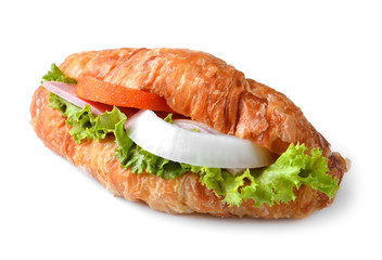 croissant sandwich isolated on white background
