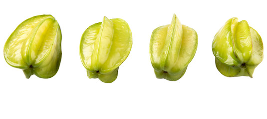 Starfruit or carambola over white background