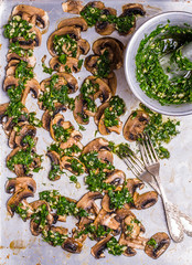 Baked mushrooms with chimichurri