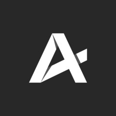A letter abstract logo, black and white icon