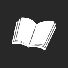 Isolated book icon, black and white background