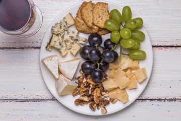 Сheese plate with wine