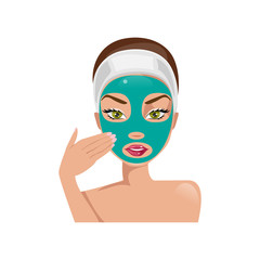 Female face with a mask. Vector illustration