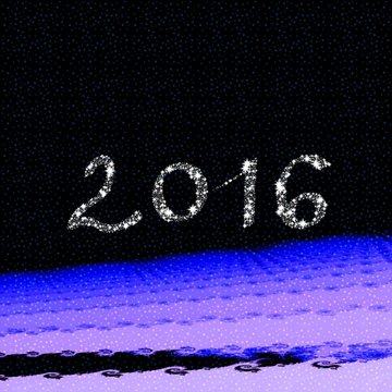 Decorative inscription 2016 over imaginary landscape