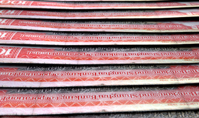 Lined Up Close-Up Banknotes