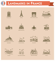 Fototapeta premium France landmarks icon set